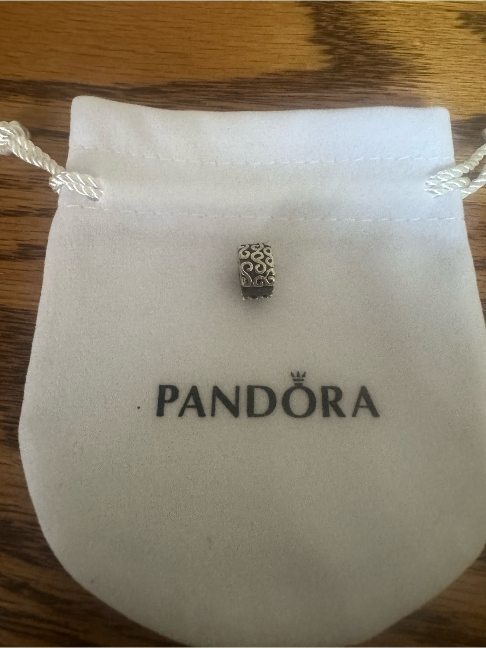 Pandora Silver Filigree Barrel Charm